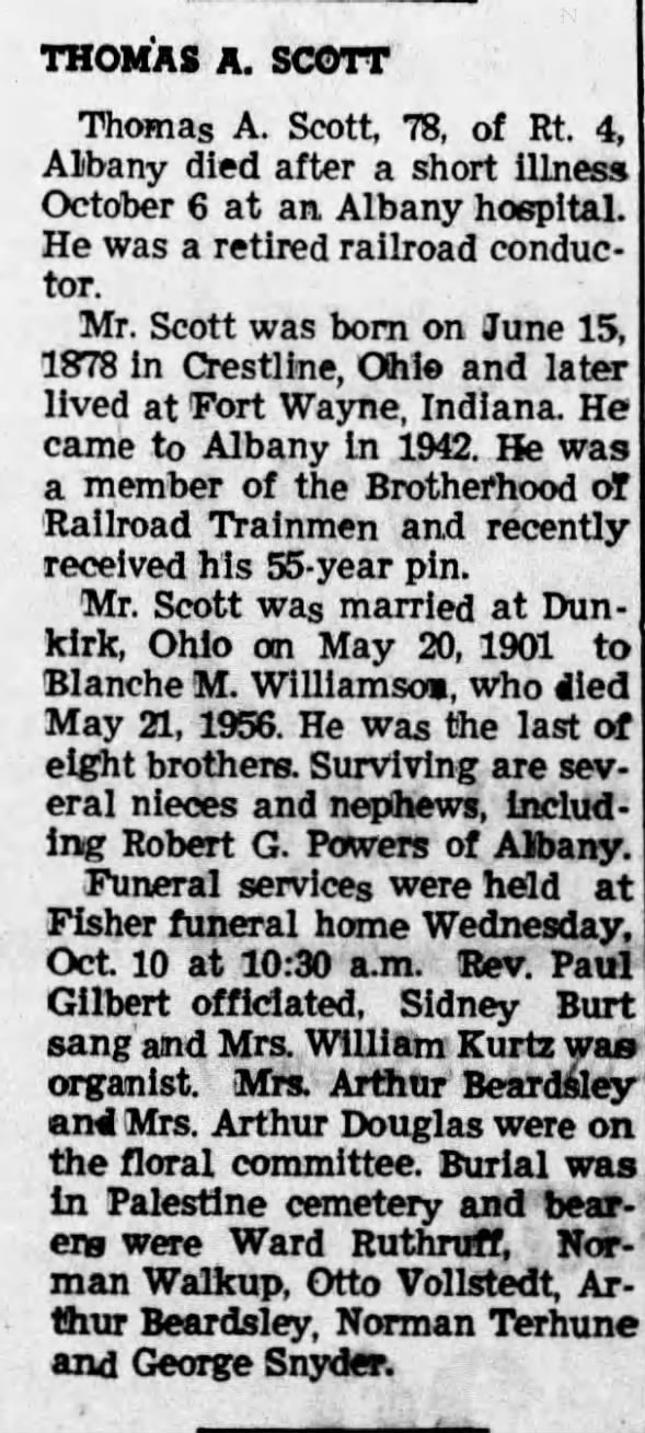 Obituary for THOMAS A. SCOTT (Aged 78)